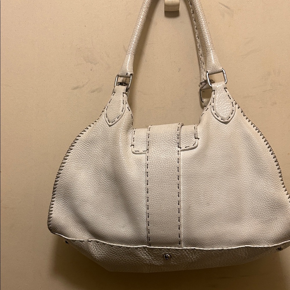 Fendi selleria authentic 925 vintage pebble leather vintage Cream Handbag - Picture 14 of 15